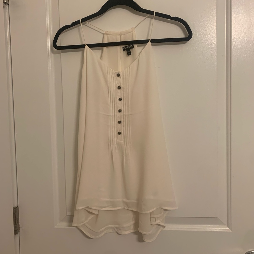 Ivory flowy button front tank
